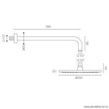 Tube Wall Mount Rainhead 250mm gallery detail image