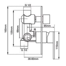 Lucid Pin Wall Mixer with Diverter Brushed Brass gallery detail image