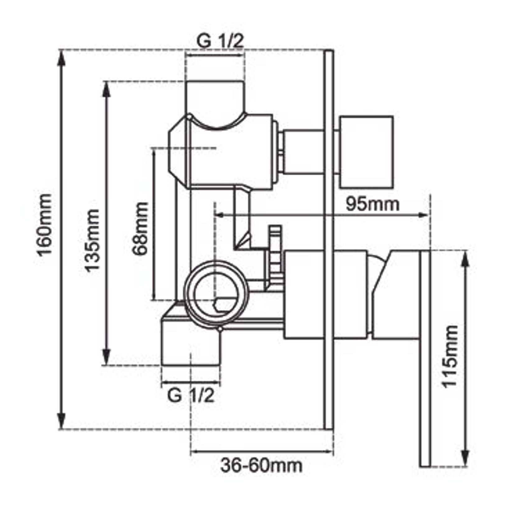 Lucid Pin Wall Mixer with Diverter Brushed Brass gallery detail image