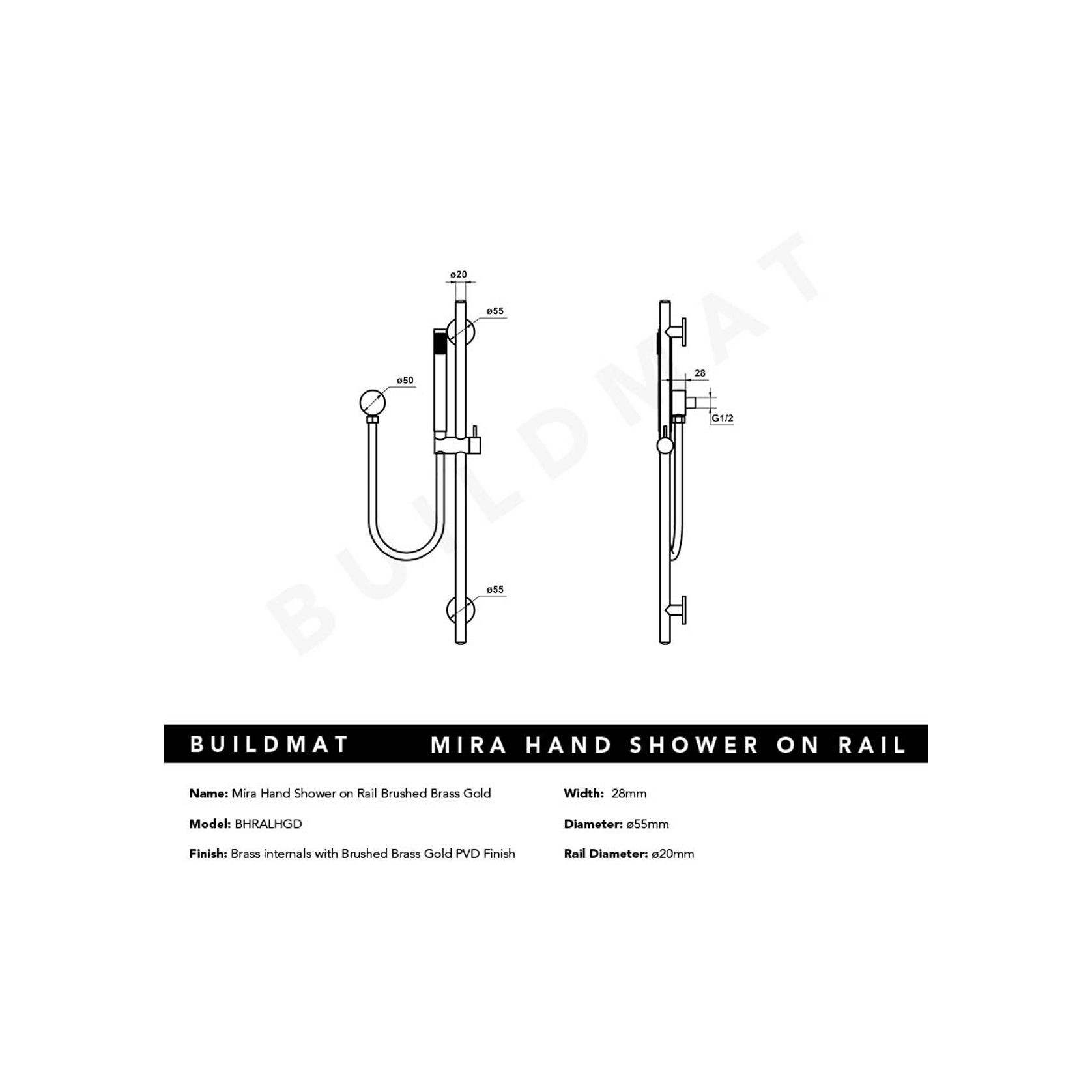 Mira Brushed Brass Gold Shower on Rail gallery detail image