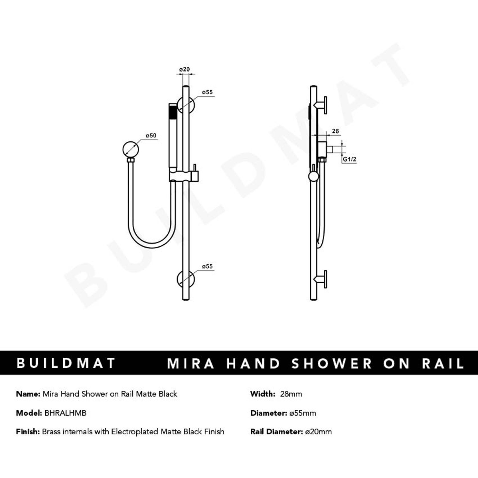 Mira Matte Black Shower on Rail gallery detail image
