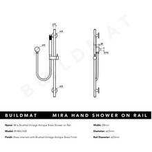 Mira Brushed Vintage Antique Brass Shower on Rail gallery detail image