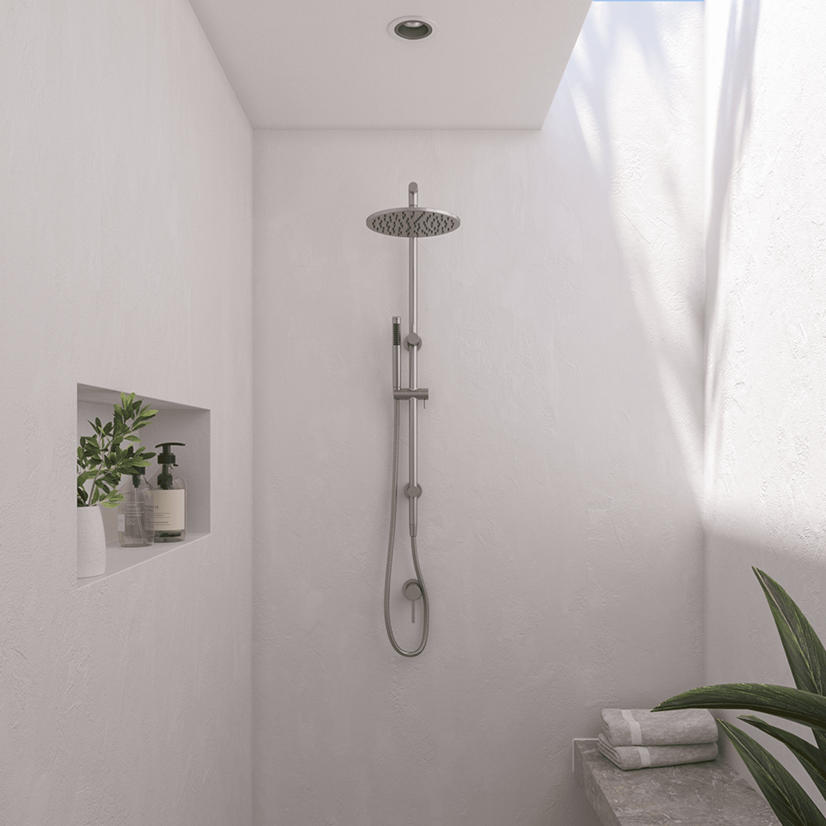 Mira Brushed Nickel Shower Rail Twin Set gallery detail image