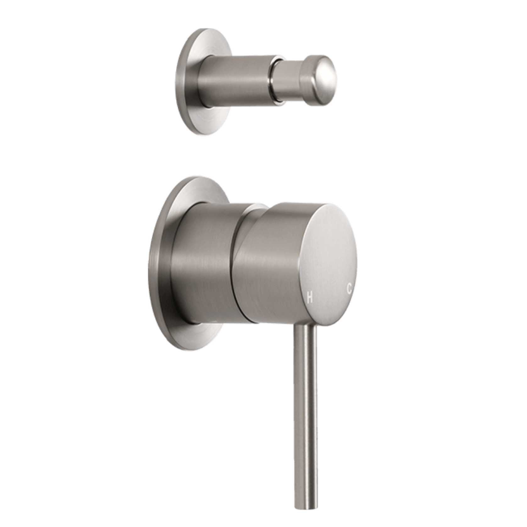 Mira Brushed Nickel Wall Mixer with divertor gallery detail image