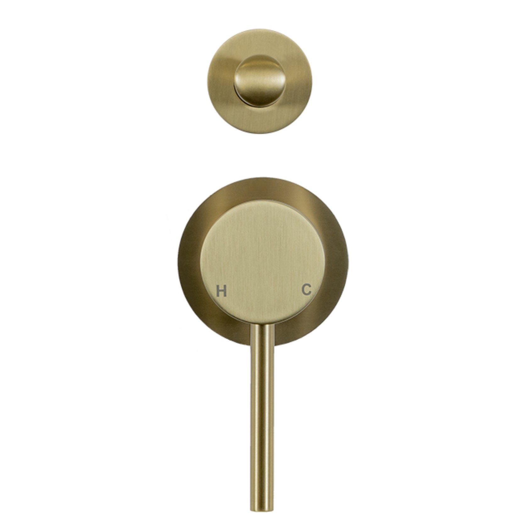 Mira Brushed Brass Gold Wall Mixer with divertor gallery detail image