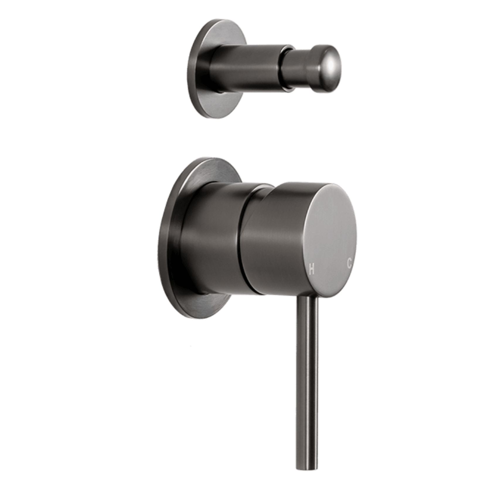 Mira Brushed Gunmetal Wall Mixer with divertor gallery detail image