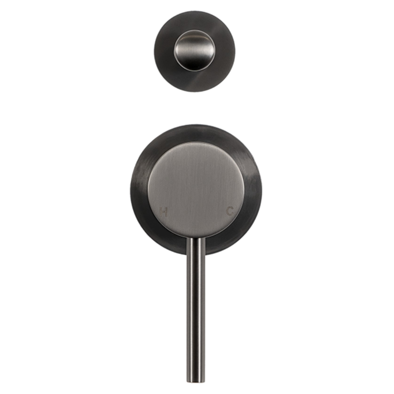 Mira Brushed Gunmetal Wall Mixer with divertor gallery detail image