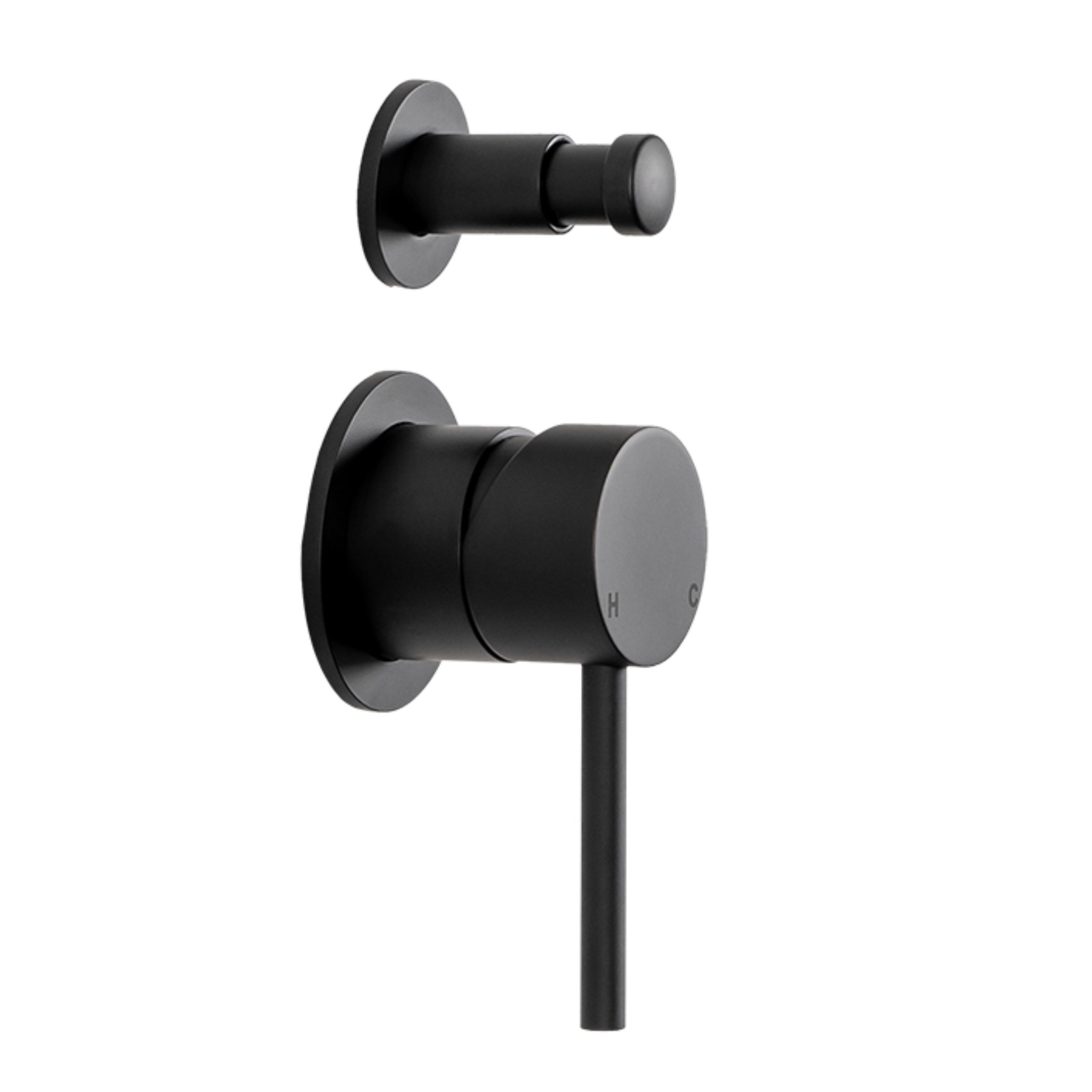Mira Matte Black Wall Mixer with divertor gallery detail image
