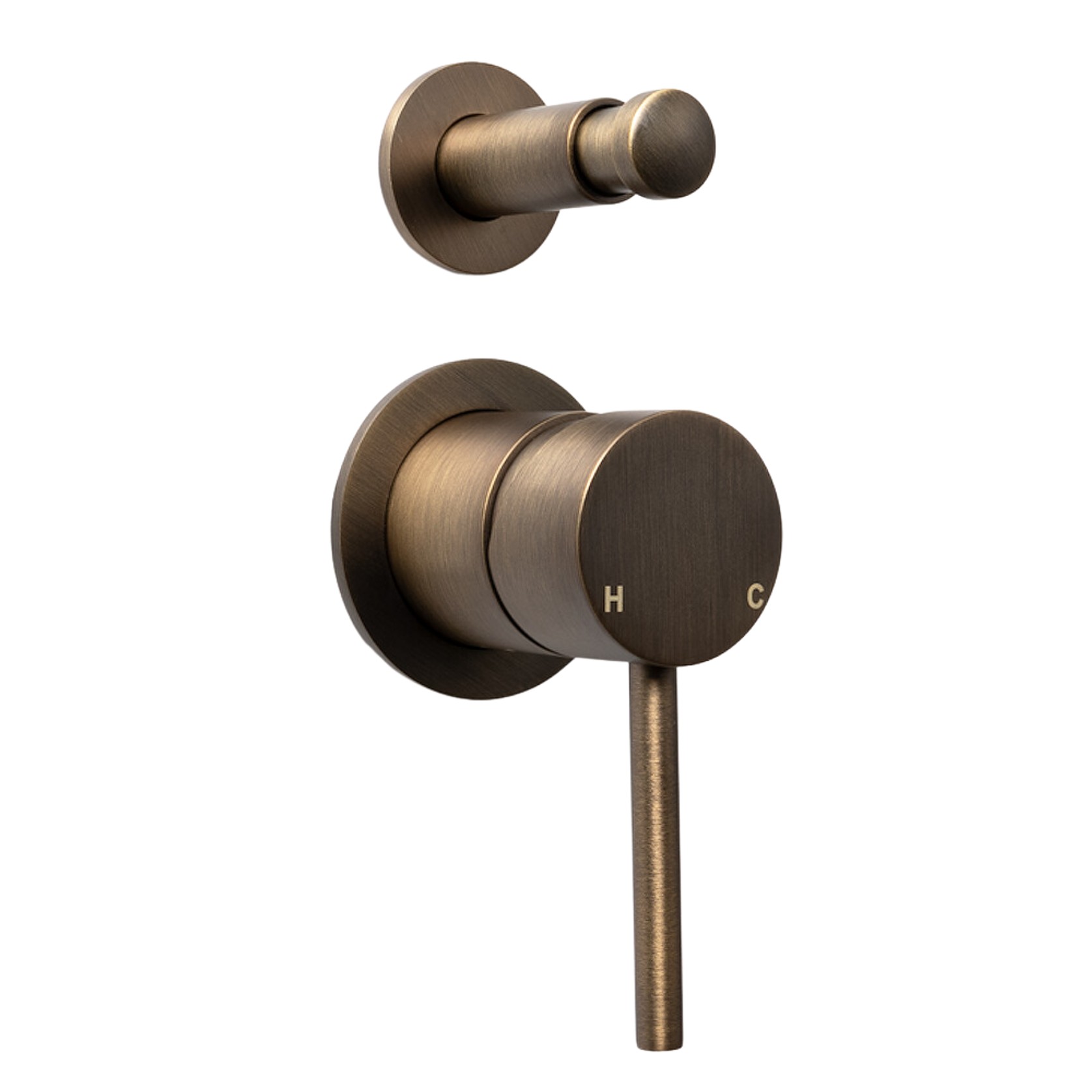 Mira Brushed Vintage Antique Brass Wall Mixer with dive gallery detail image