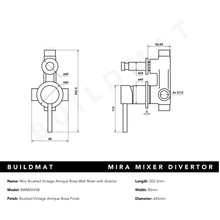 Mira Brushed Vintage Antique Brass Wall Mixer with dive gallery detail image