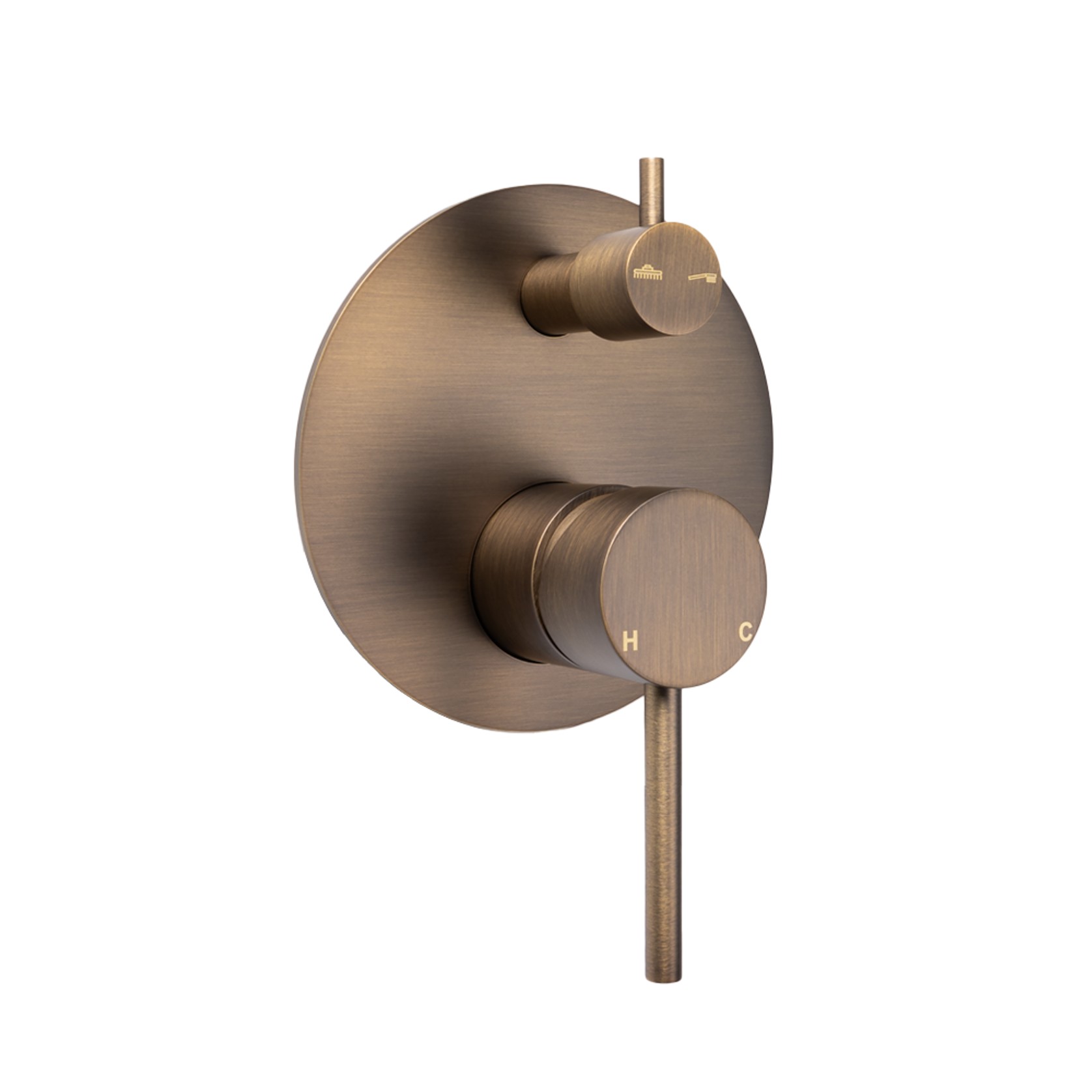 Mira Brushed Vintage Antique Brass Wall Mixer Divertor gallery detail image
