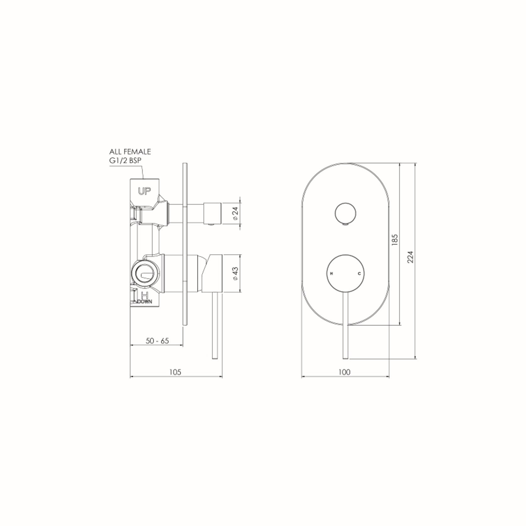 Linea Mains Pressure Diverter Mixer gallery detail image