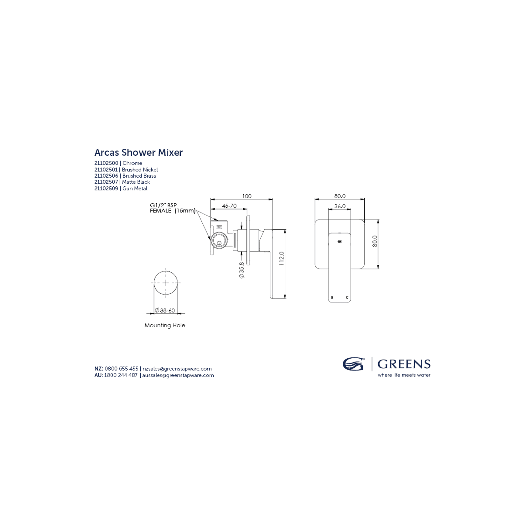 Arcas Shower Mixer gallery detail image