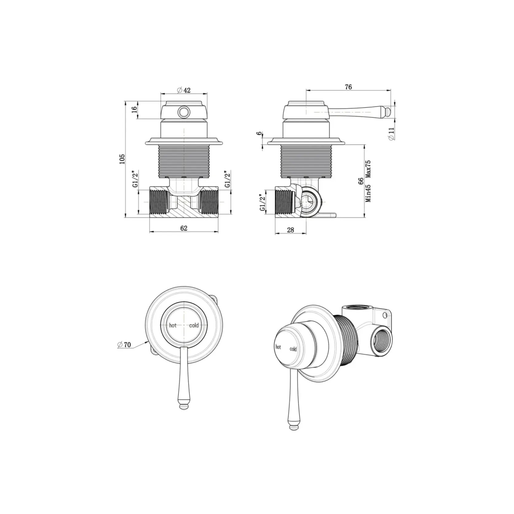 Mica Heritage Shower Mixer – TRIM KIT ONLY gallery detail image