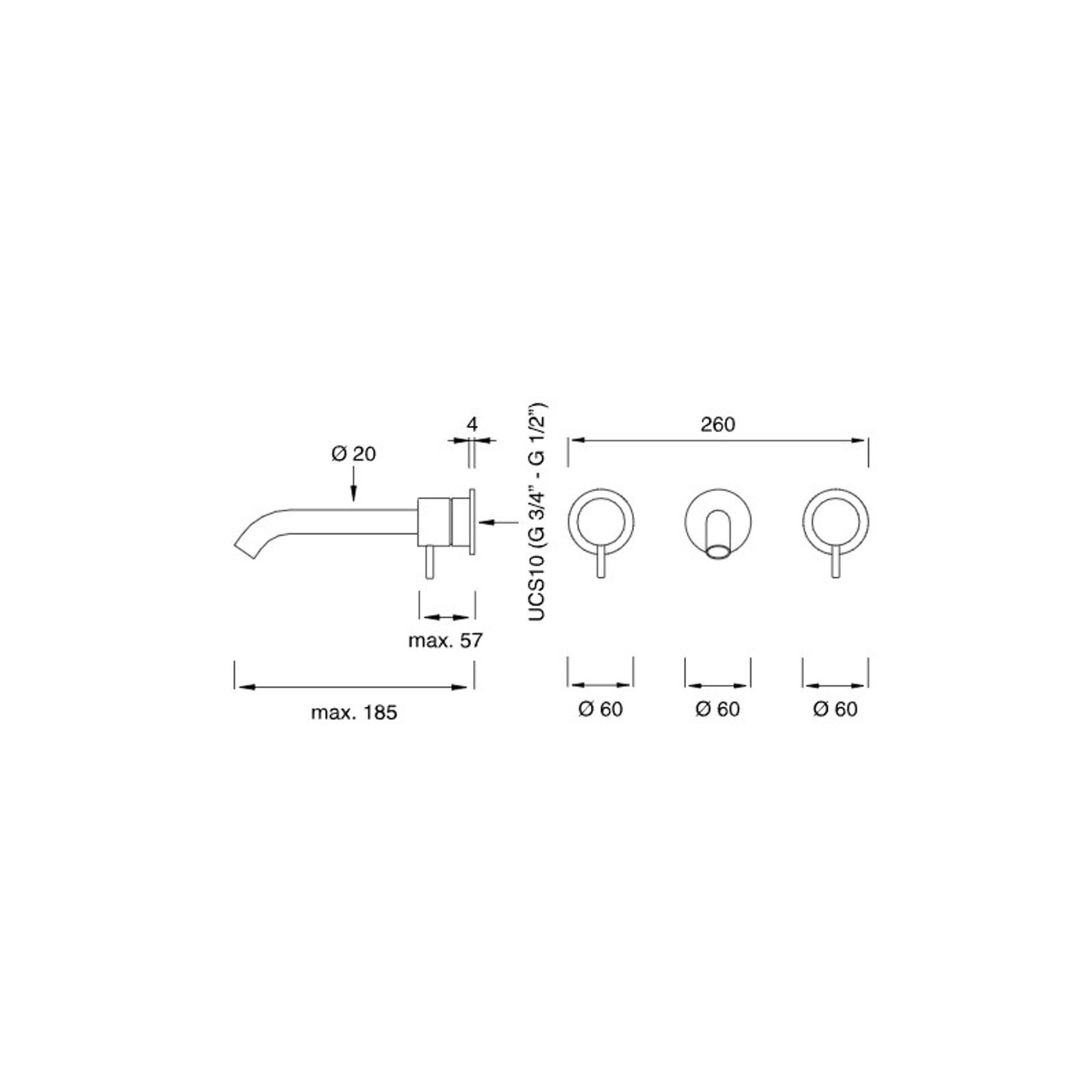 MILO 380 Wall Mounted Dual Mixer by CEA gallery detail image