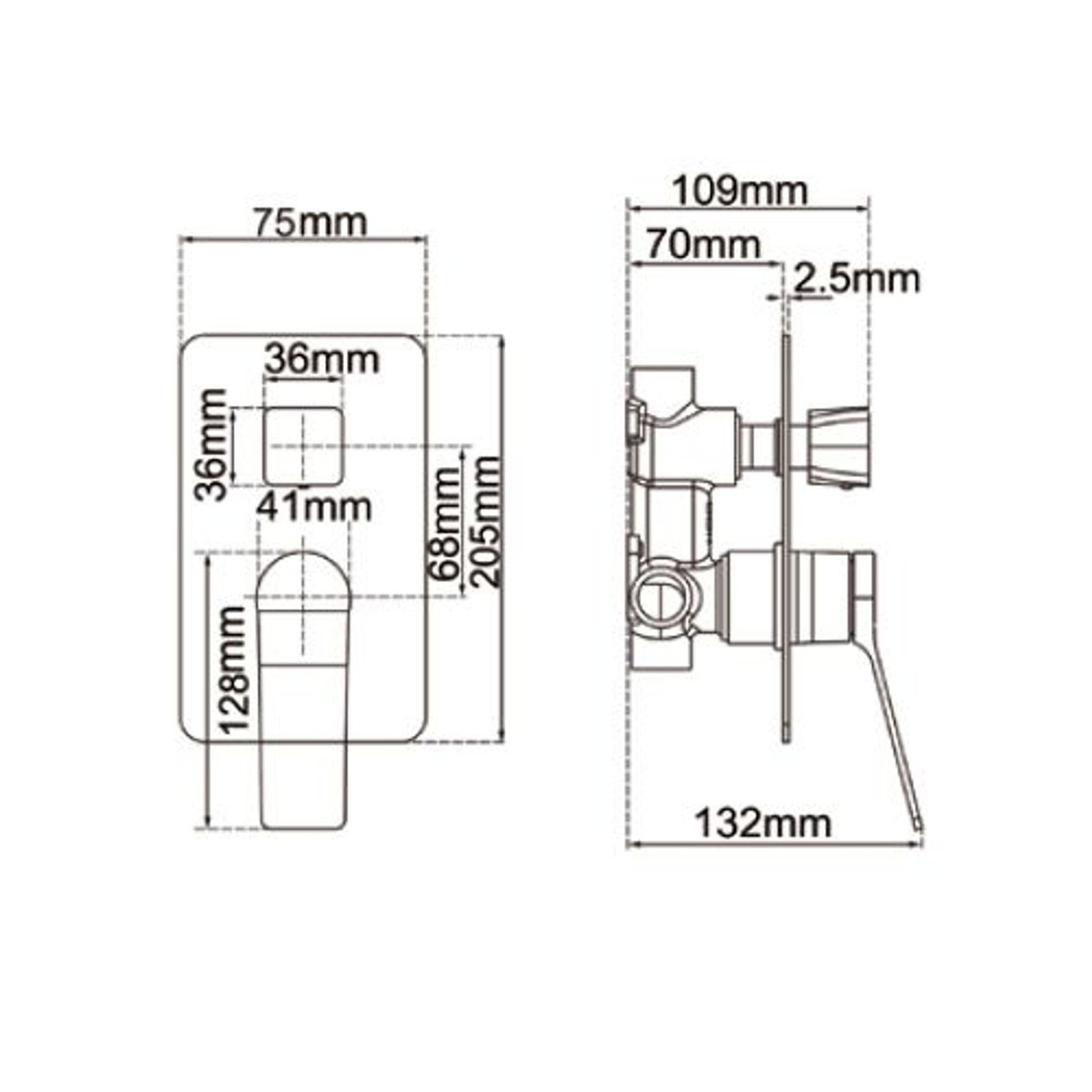 Rushy Wall Mixer with Diverter Gun Metal Grey gallery detail image