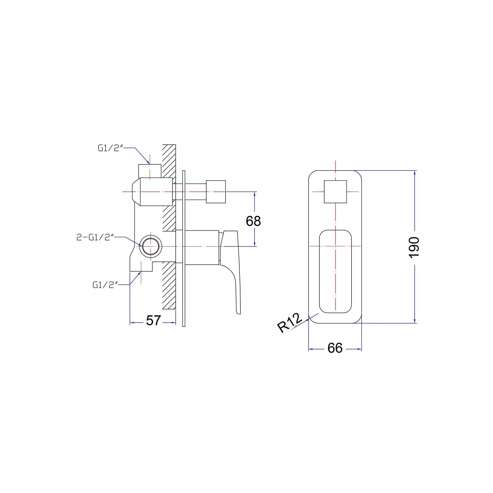 Unika Modena Wall Shower Mixer with Diverter gallery detail image