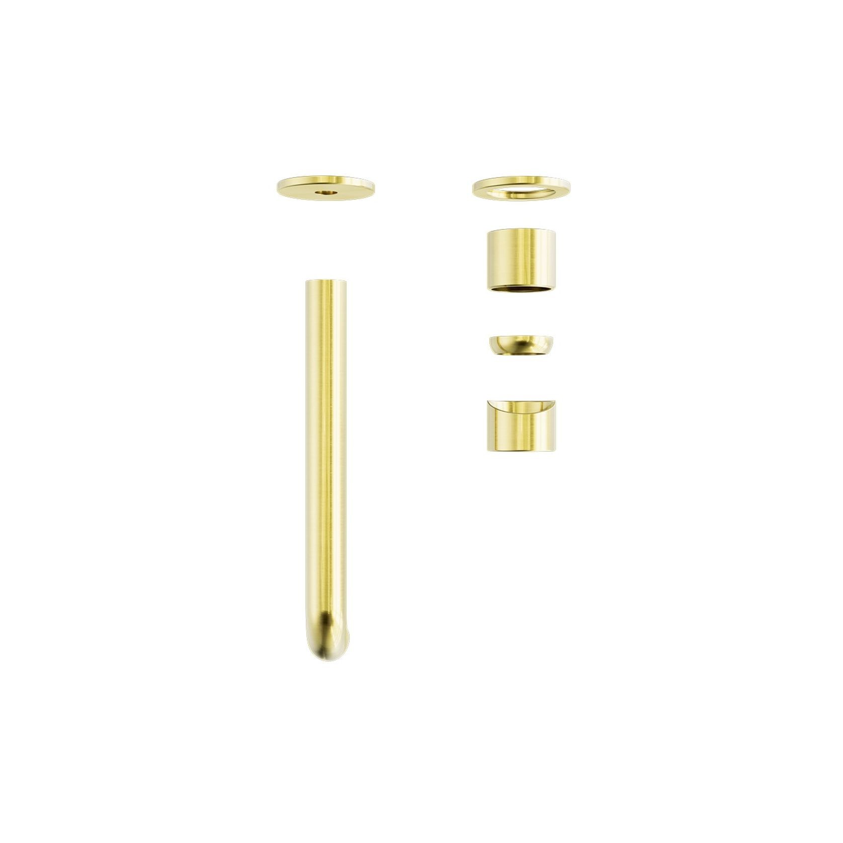 Zen SS316L Wall Basin/Bath Mixer Separate Back Plate 230mm Spout Trim Kits | Brushed Gold gallery detail image