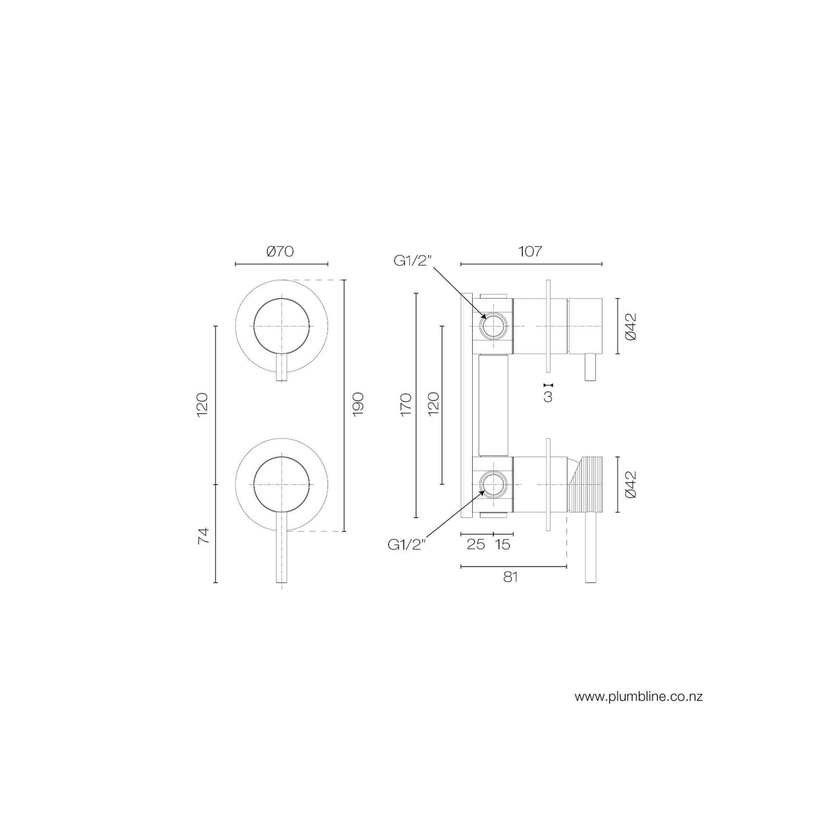 Oli 316 Linea Shower Mixer With Diverter gallery detail image