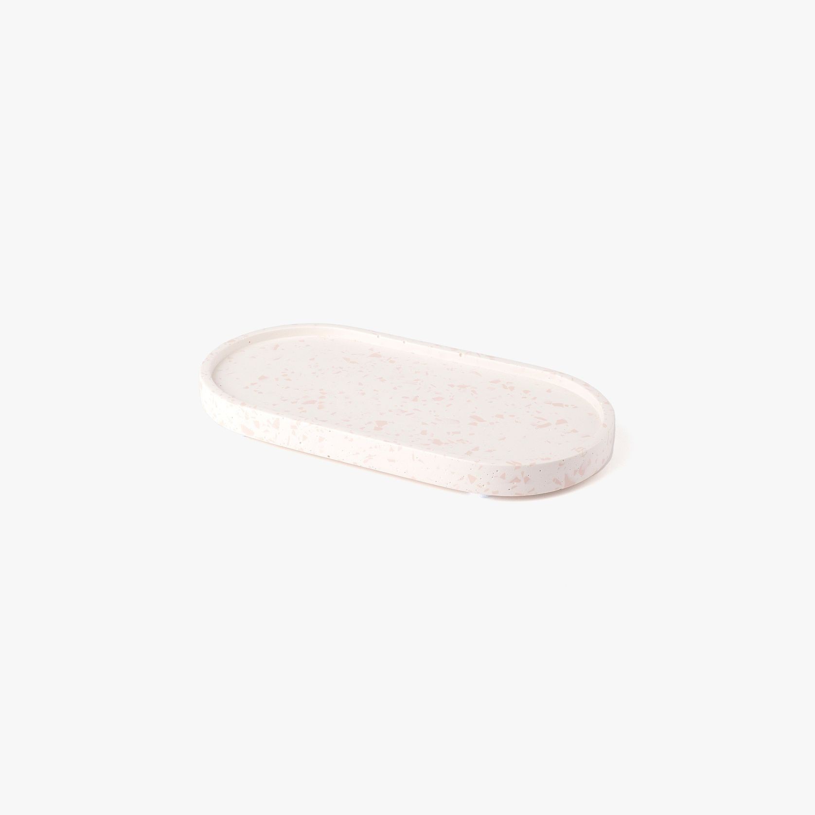 White & Blush Terrazzo Oval Konkret Eco Candle Tray gallery detail image