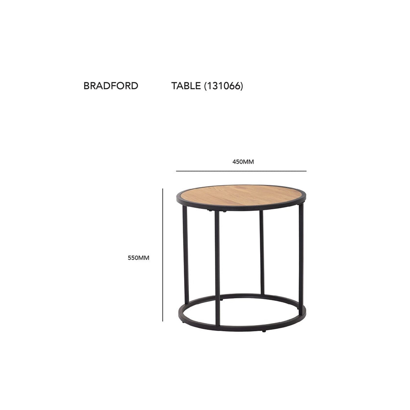 BRADFORD Side Table 45cm - Natural & Black gallery detail image