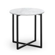 Ellie Marble Round Side Table | White & Black gallery detail image