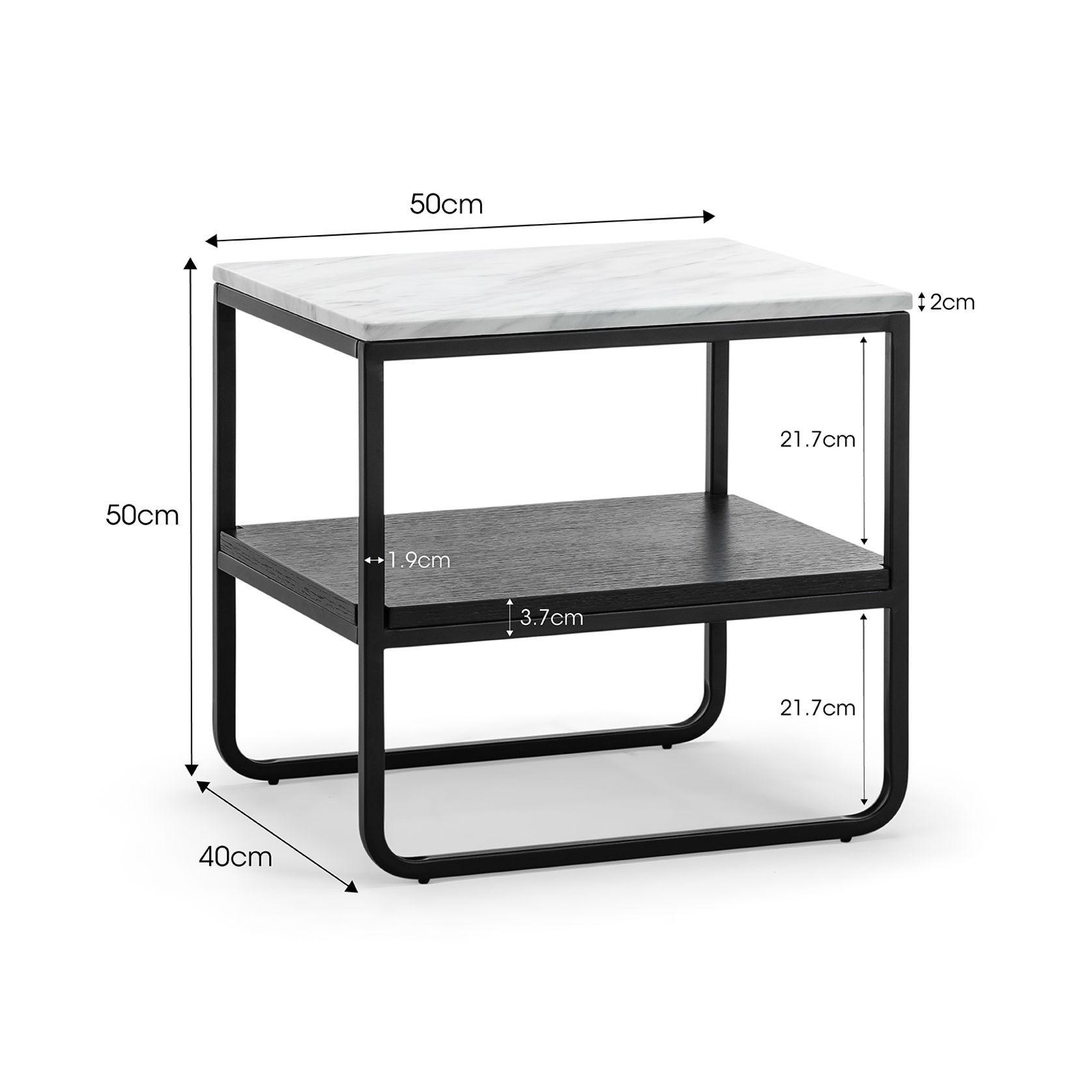 Estoria White Marble Square Shelf Side Table | Black gallery detail image