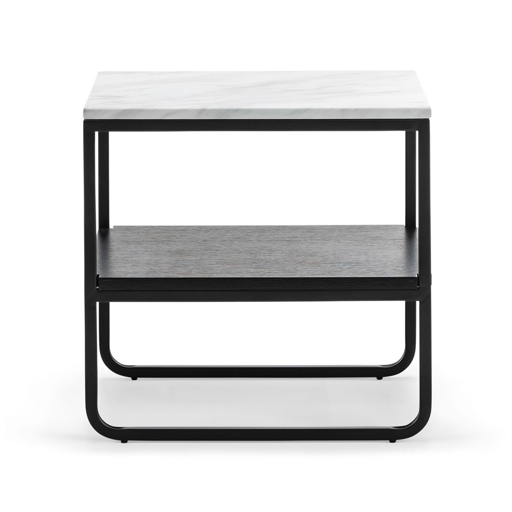 Estoria White Marble Square Shelf Side Table | Black gallery detail image