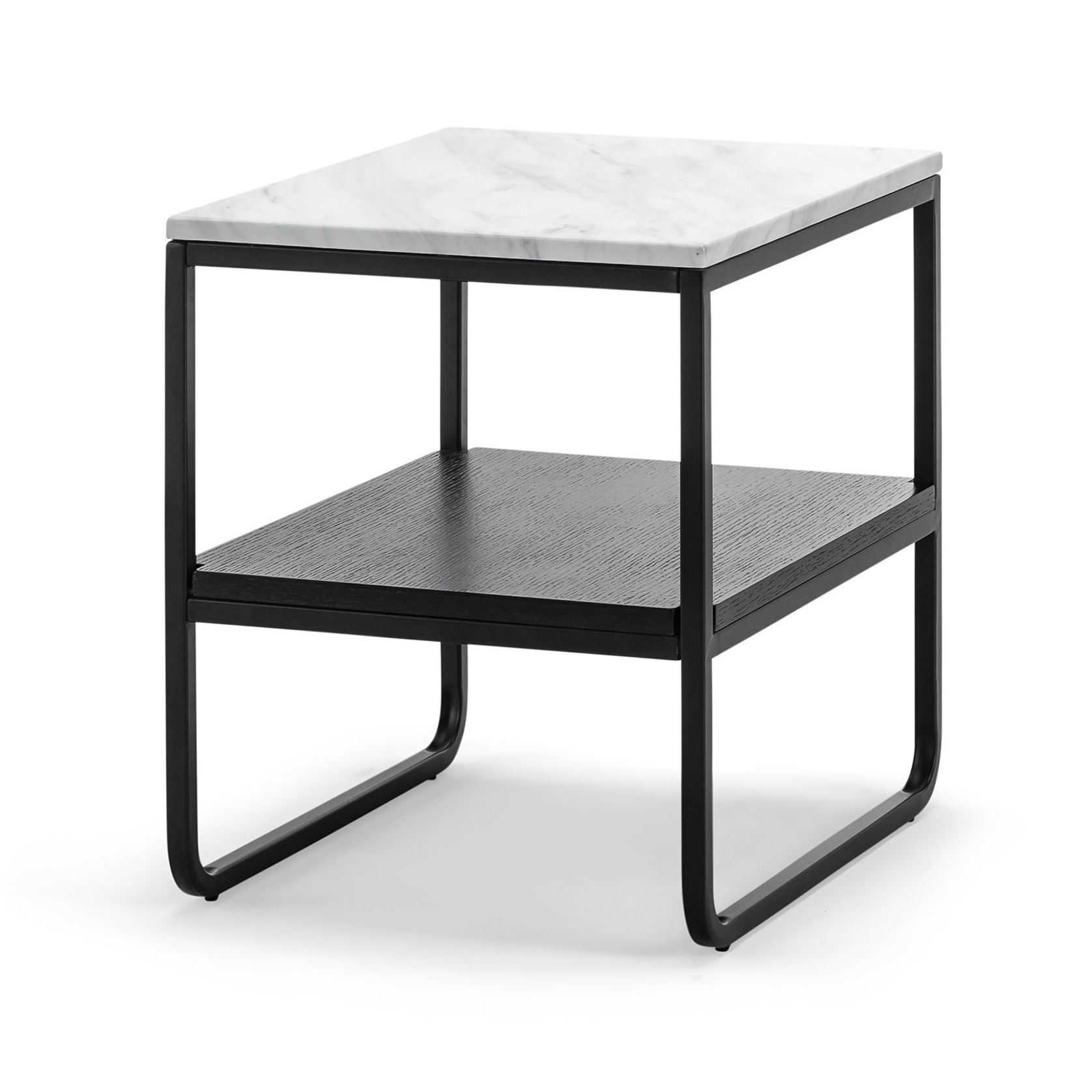 Estoria White Marble Square Shelf Side Table | Black gallery detail image