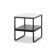 Estoria White Marble Square Shelf Side Table | Black gallery detail image