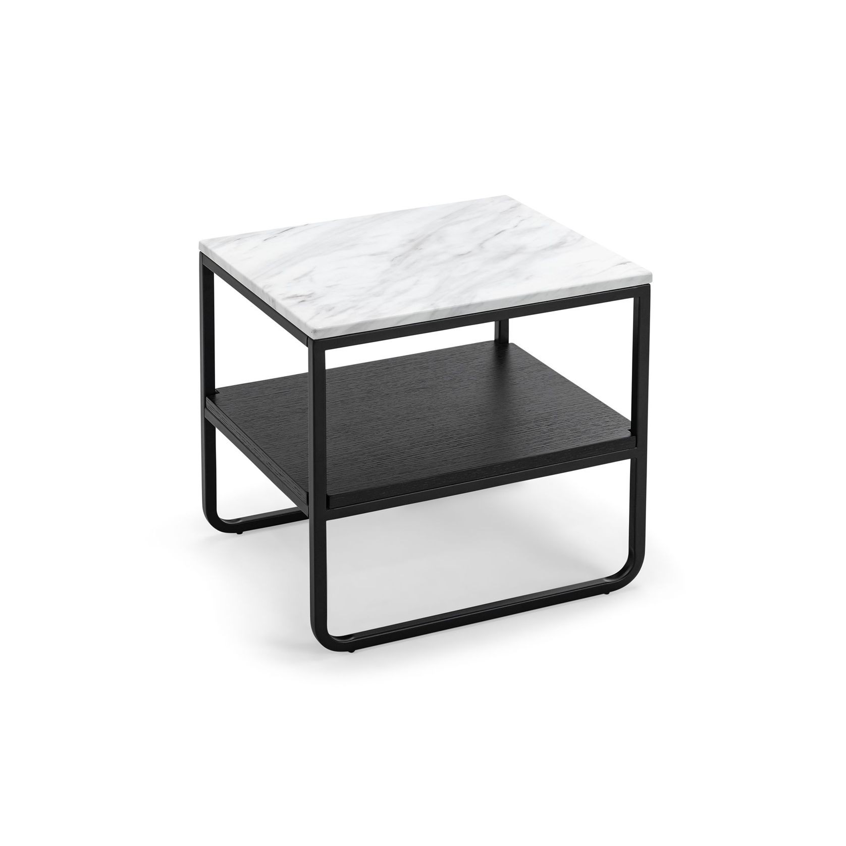 Estoria White Marble Square Shelf Side Table | Black gallery detail image