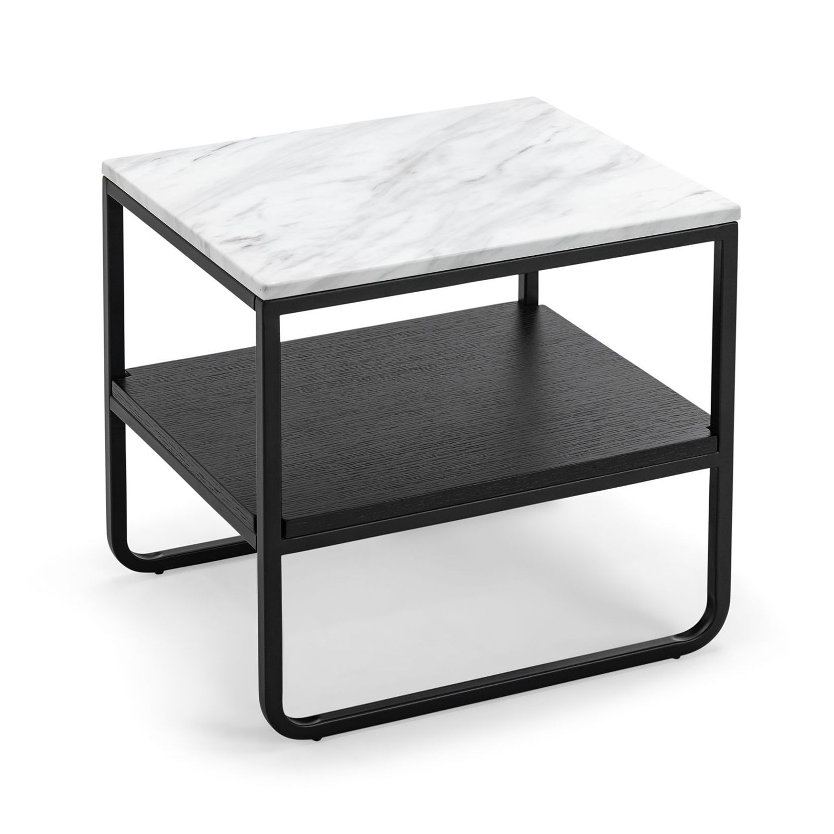 Estoria White Marble Square Shelf Side Table | Black gallery detail image