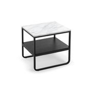 Estoria White Marble Square Shelf Side Table | Black gallery detail image