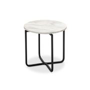 Clarina Ivory Marble Round Side Table | Black gallery detail image