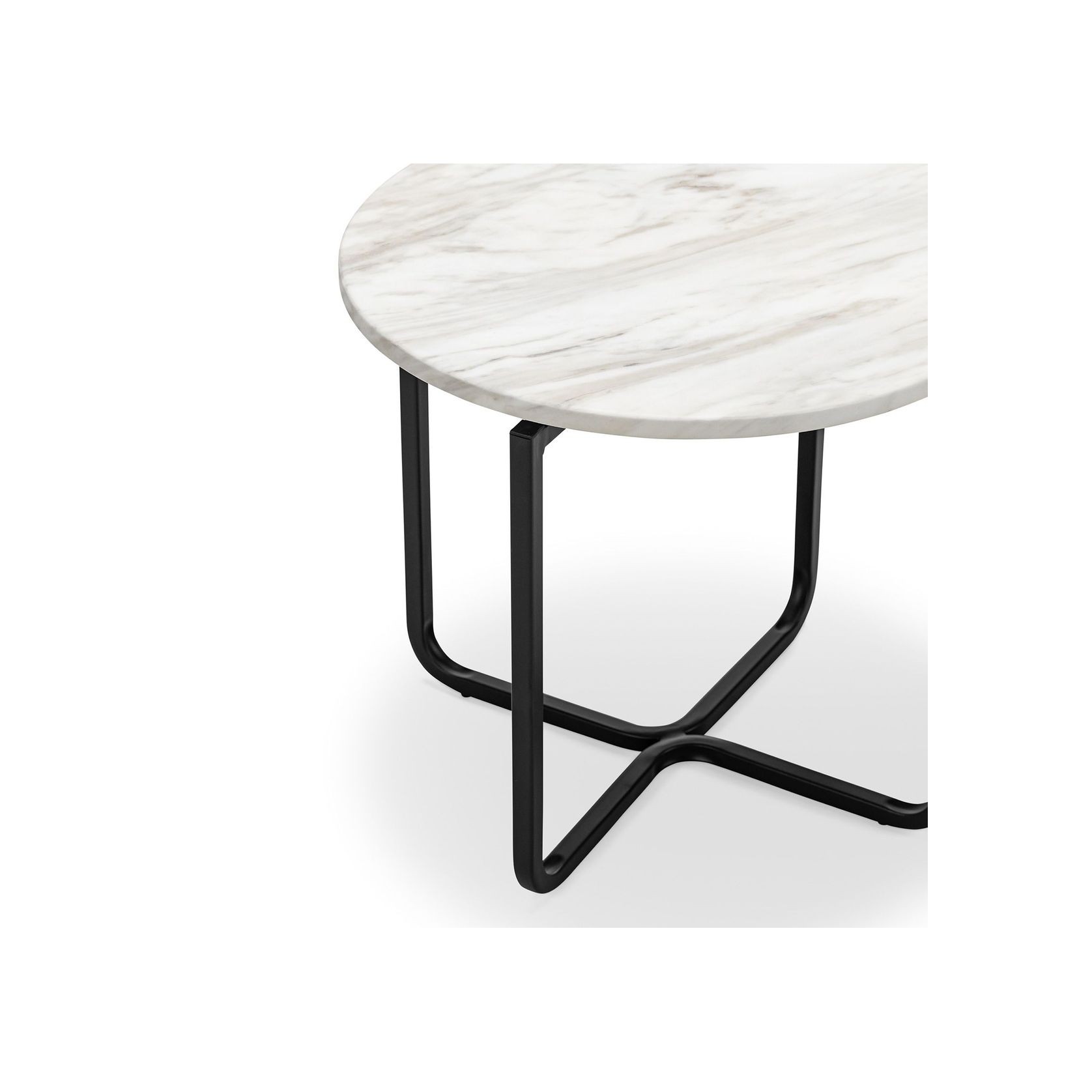 Clarina Ivory Marble Round Side Table | Black gallery detail image