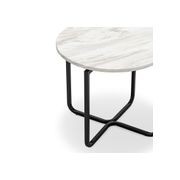 Clarina Ivory Marble Round Side Table | Black gallery detail image