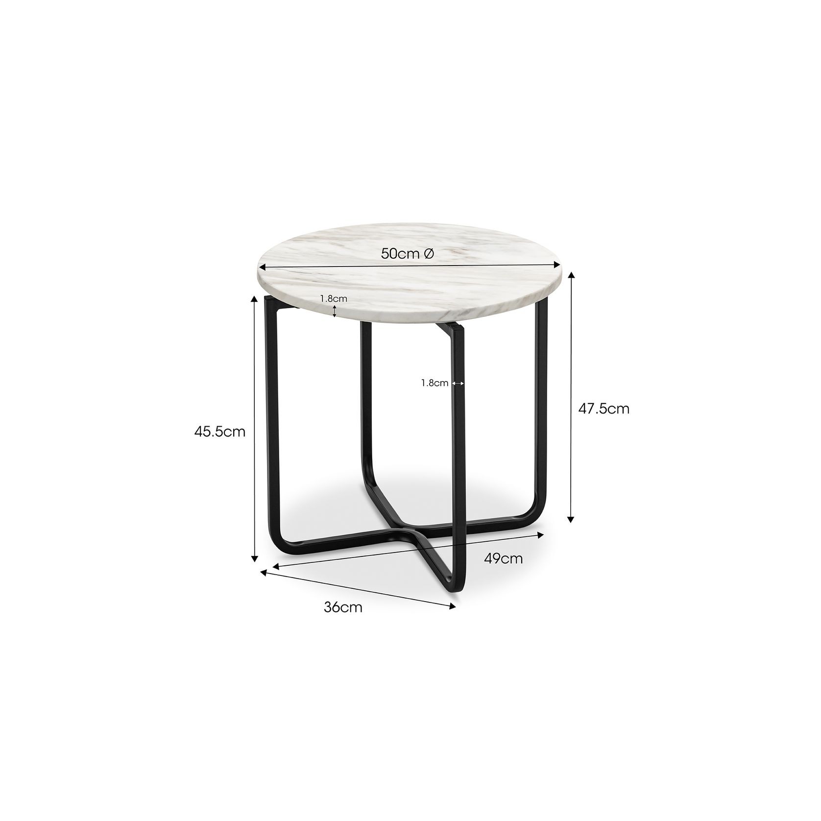 Clarina Ivory Marble Round Side Table | Black gallery detail image