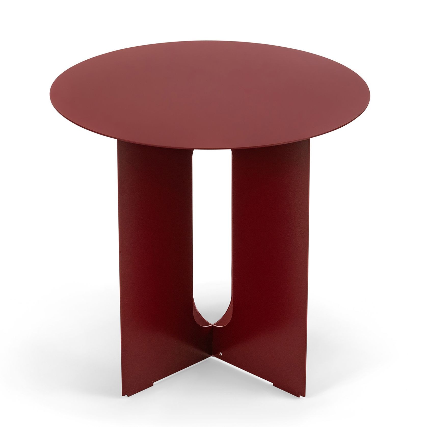 Kiyo Round Steel Side Table | Merlot Red gallery detail image