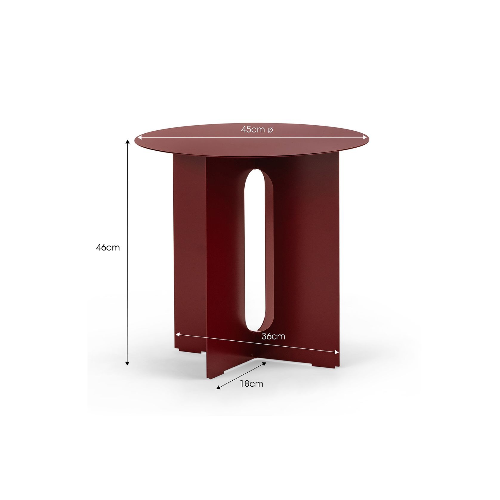Kiyo Round Steel Side Table | Merlot Red gallery detail image