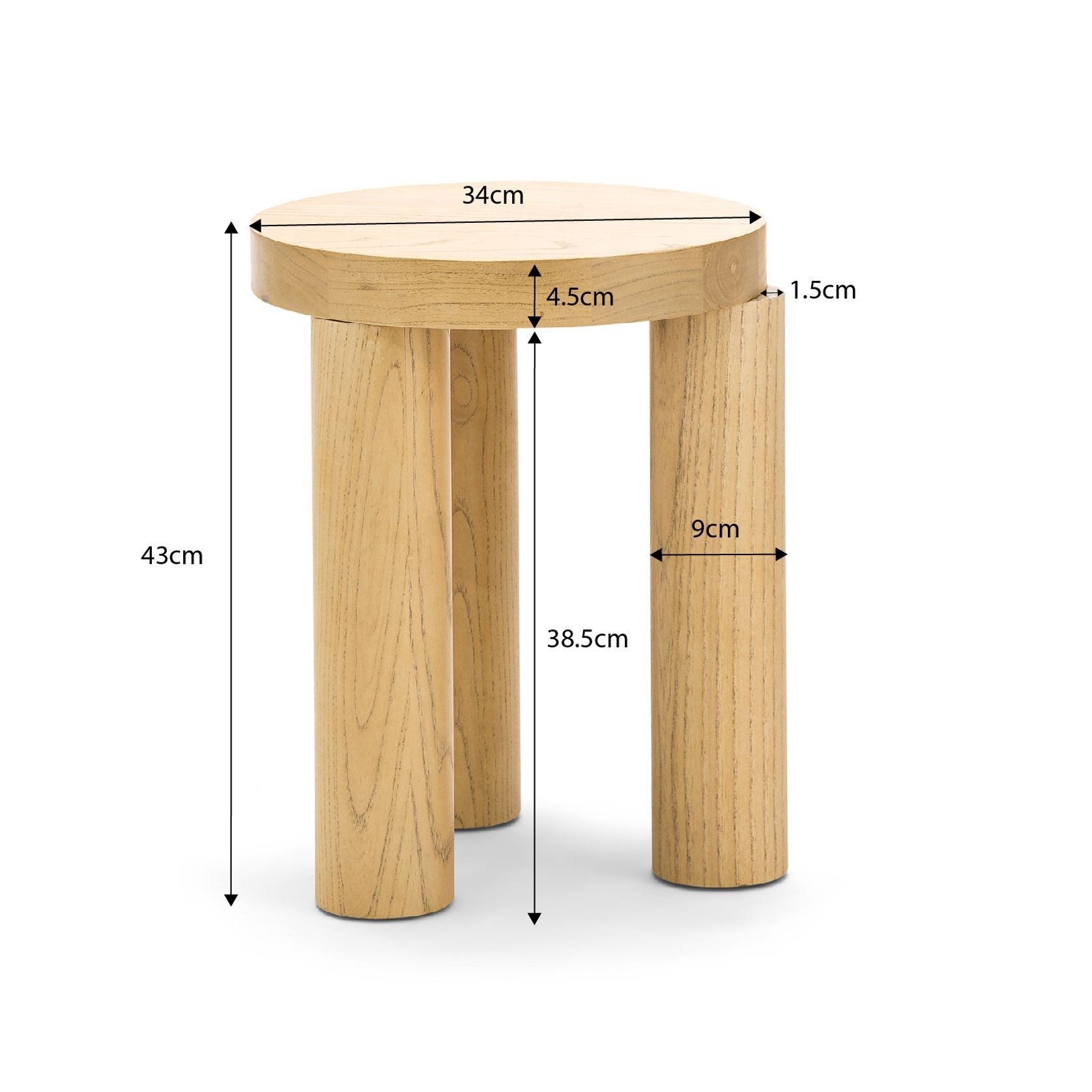 Nomad Round Solid Oak Side Table Stool | Natural gallery detail image