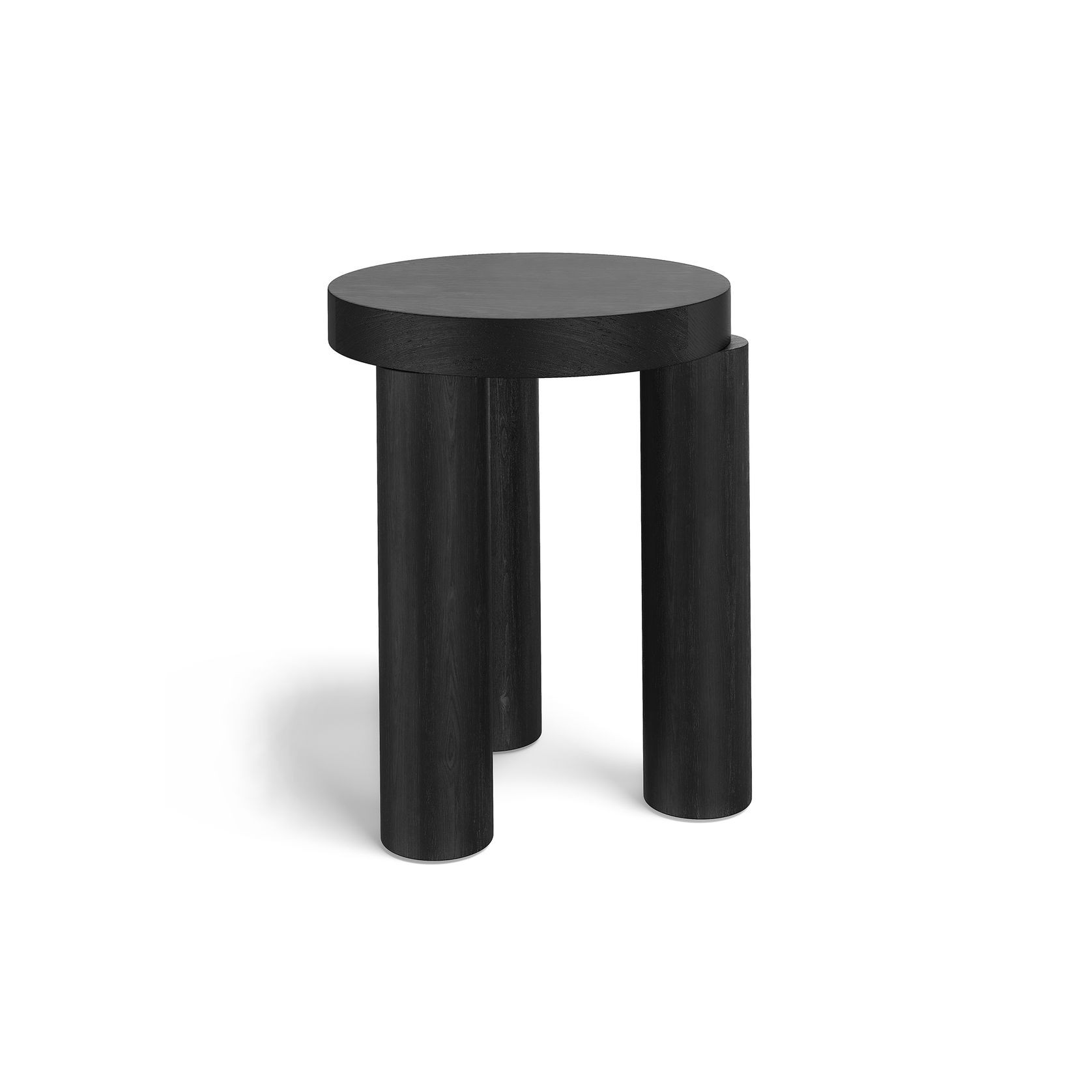 Nomad Round Solid Oak Side Table Stool | Black gallery detail image