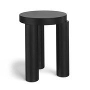 Nomad Round Solid Oak Side Table Stool | Black gallery detail image