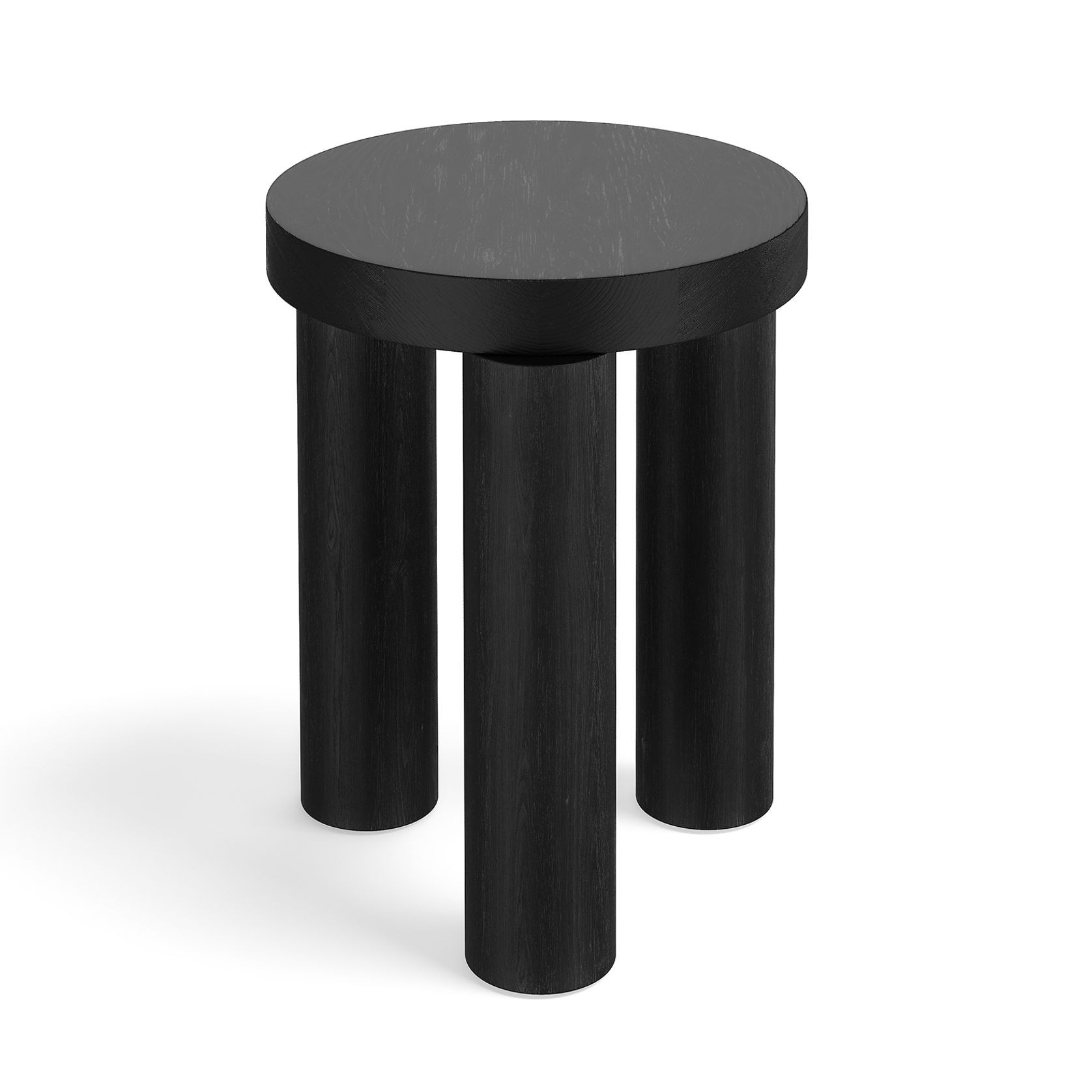 Nomad Round Solid Oak Side Table Stool | Black gallery detail image