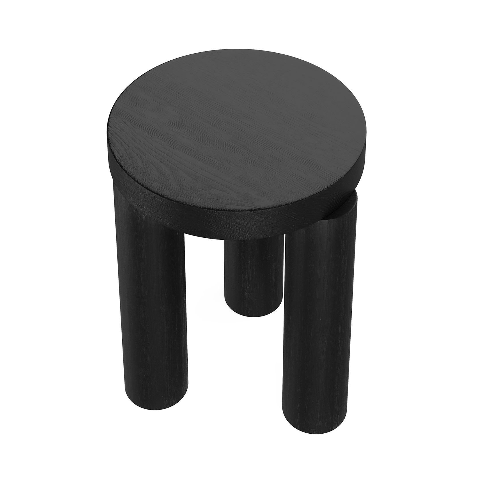 Nomad Round Solid Oak Side Table Stool | Black gallery detail image