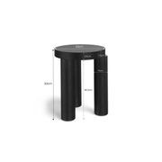 Nomad Round Solid Oak Side Table Stool | Black gallery detail image