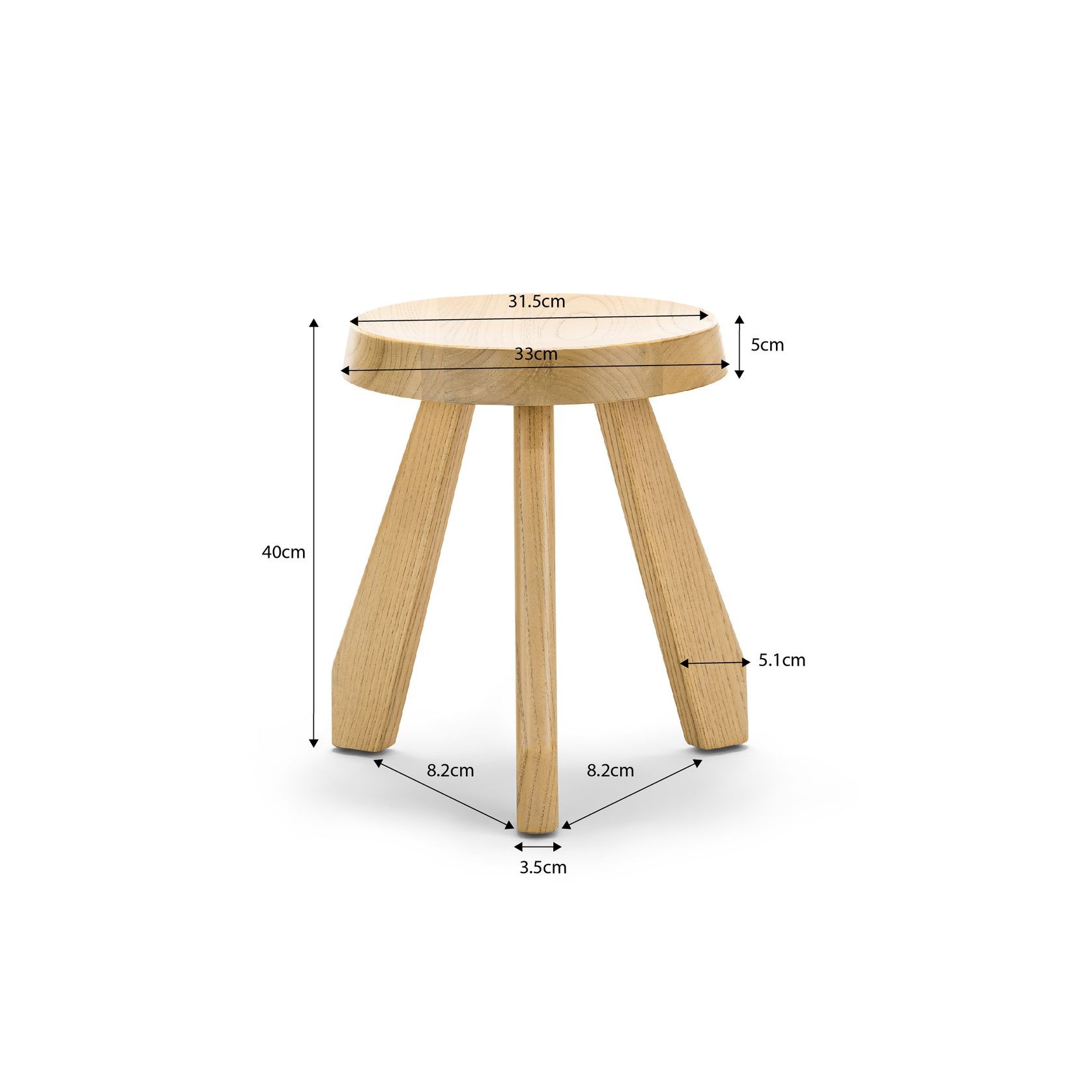 Bel Round Solid Oak Table Stool | Natural gallery detail image