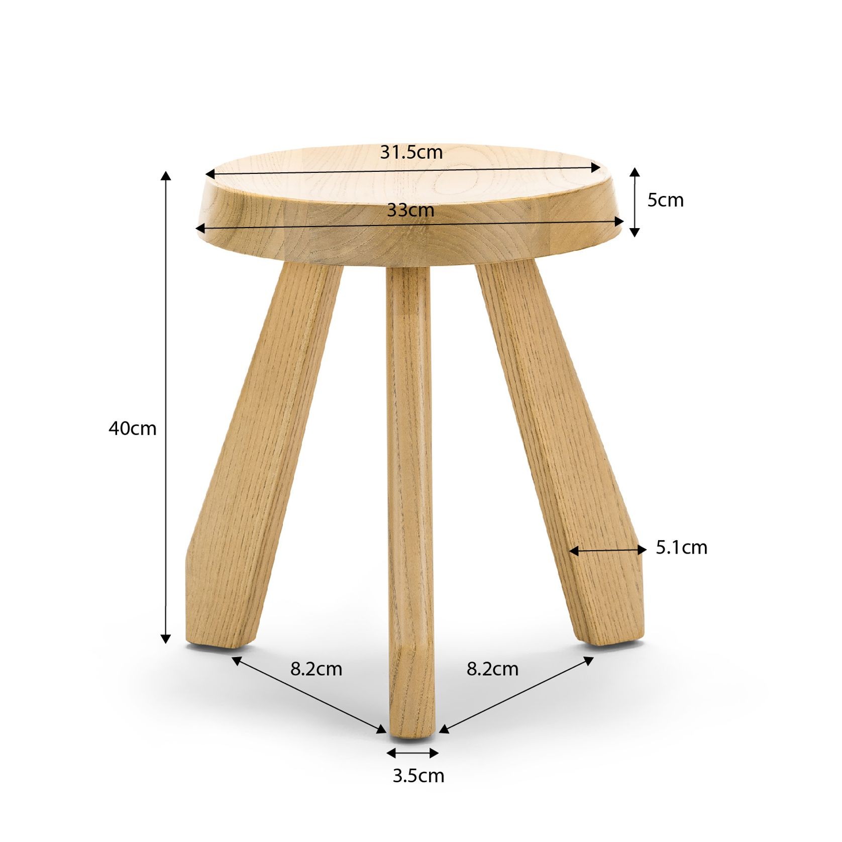 Bel Round Solid Oak Table Stool | Natural gallery detail image