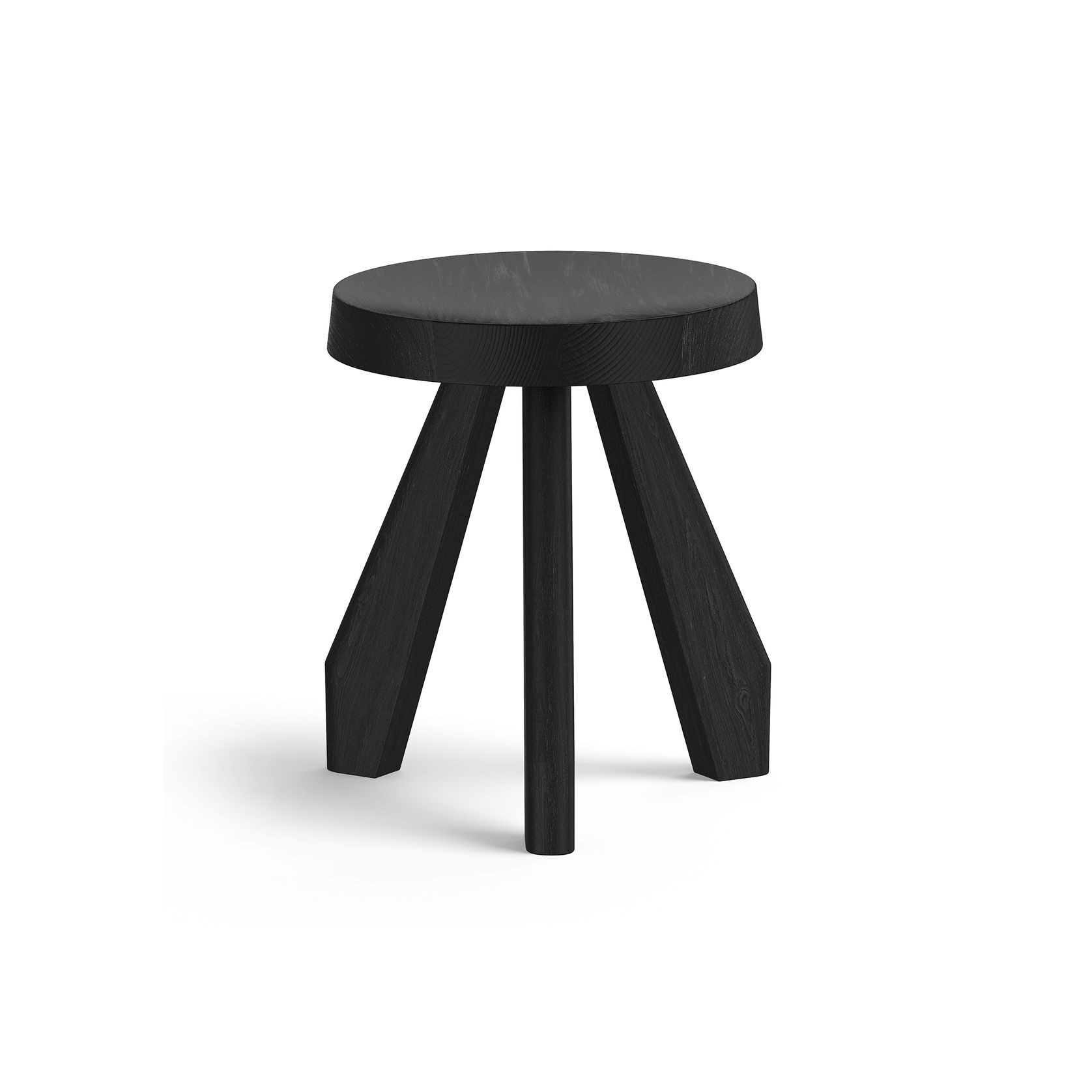 Bel Round Solid Oak Table Stool | Black gallery detail image
