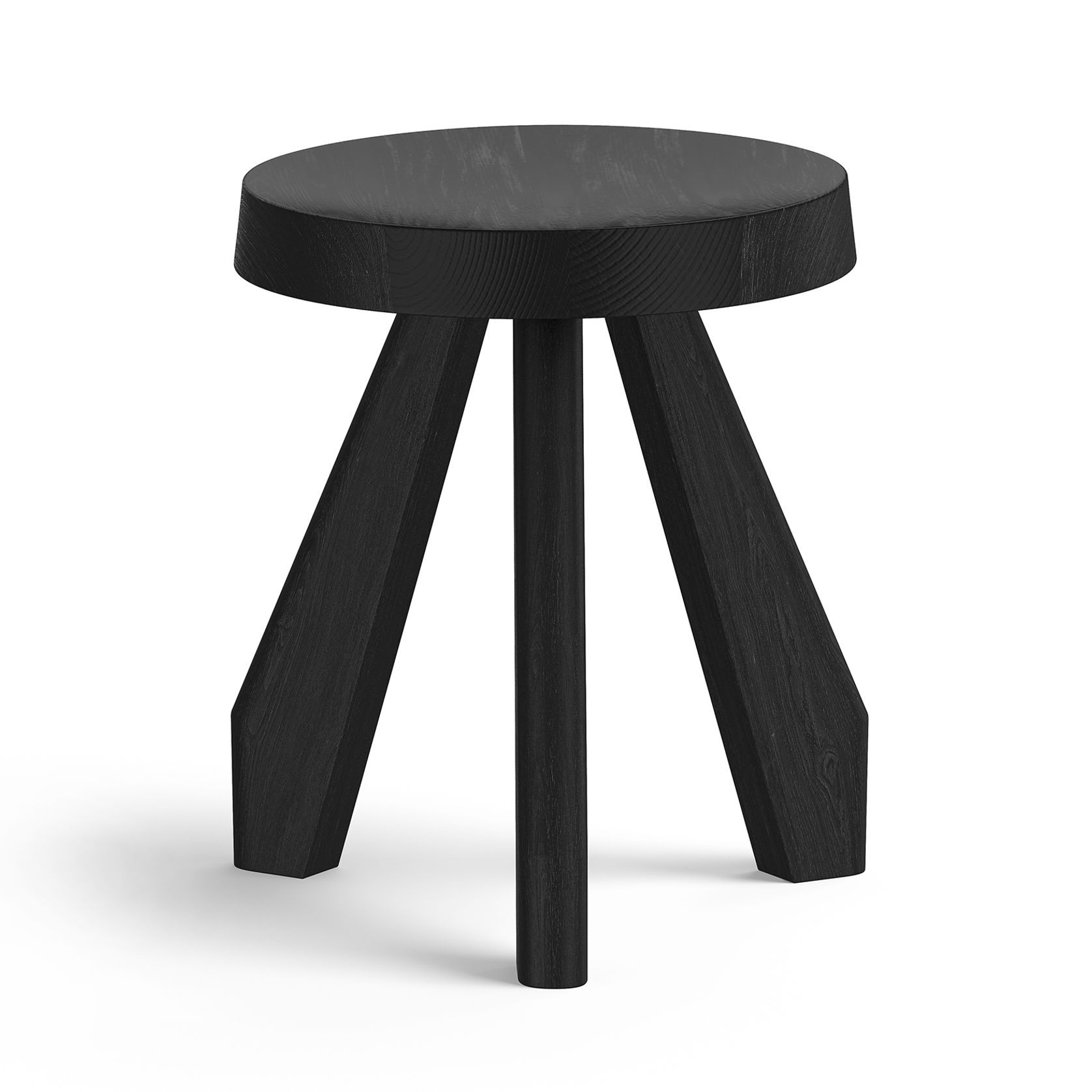 Bel Round Solid Oak Table Stool | Black gallery detail image