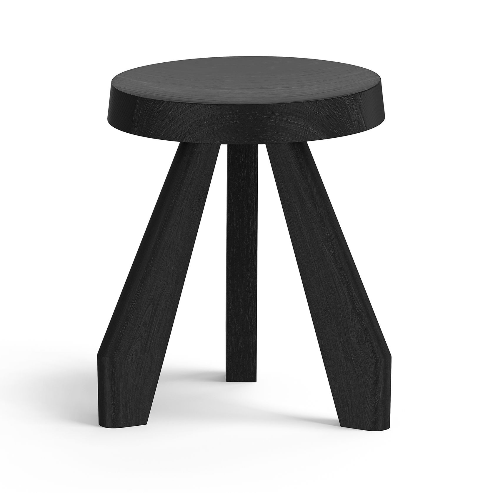 Bel Round Solid Oak Table Stool | Black gallery detail image